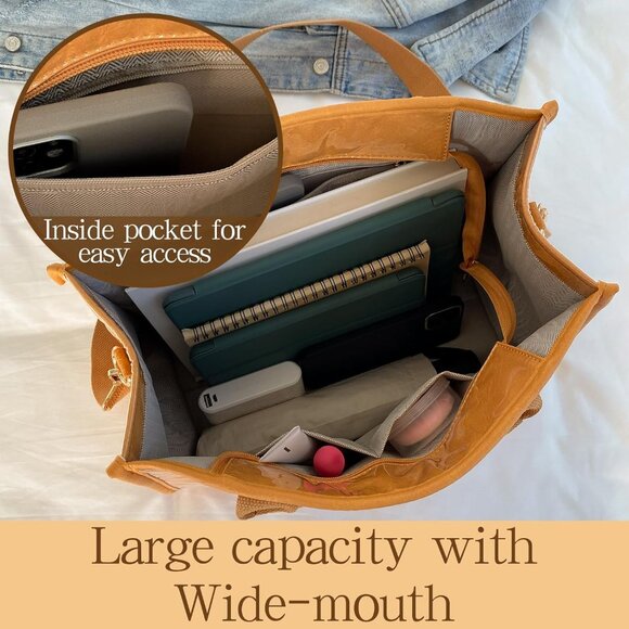 PVC Tote Bag Women Large Capacity Crossbody Stylish Waterproof Shoulder - Picture 5 of 6